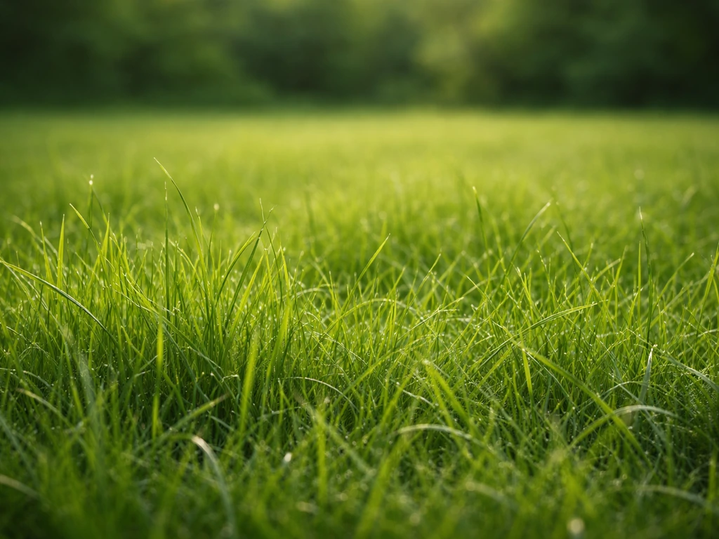 Nederlands gazon met duidelijk zichtbare grassen (Poaceae) en een rustige groene tuinsetting in natuurlijk licht.
