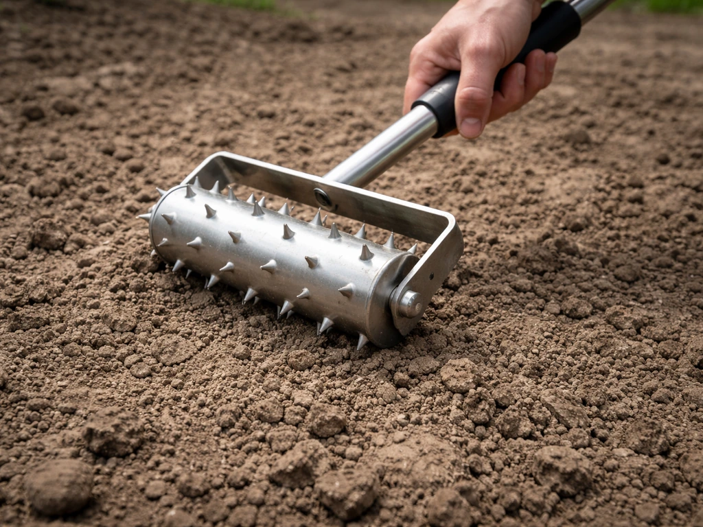 Tuinier test bodemverdichting: prik-/steekroller dringt nauwelijks en klei toont nog grove structuur