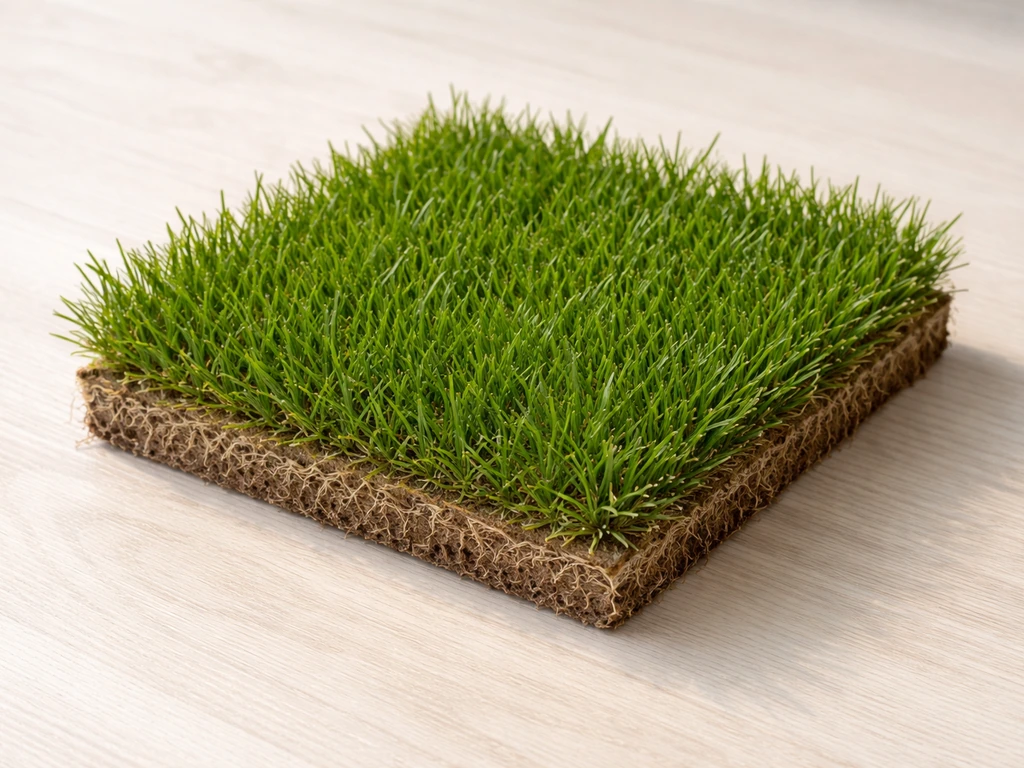 Vers geplukt stuk gazon/veldgras met zichtbare plantvezels als grondstof.