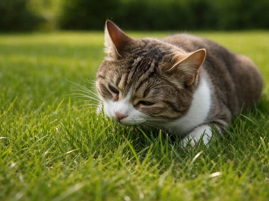 Kat eet gras maar braakt niet: wat betekent het en wat te doen